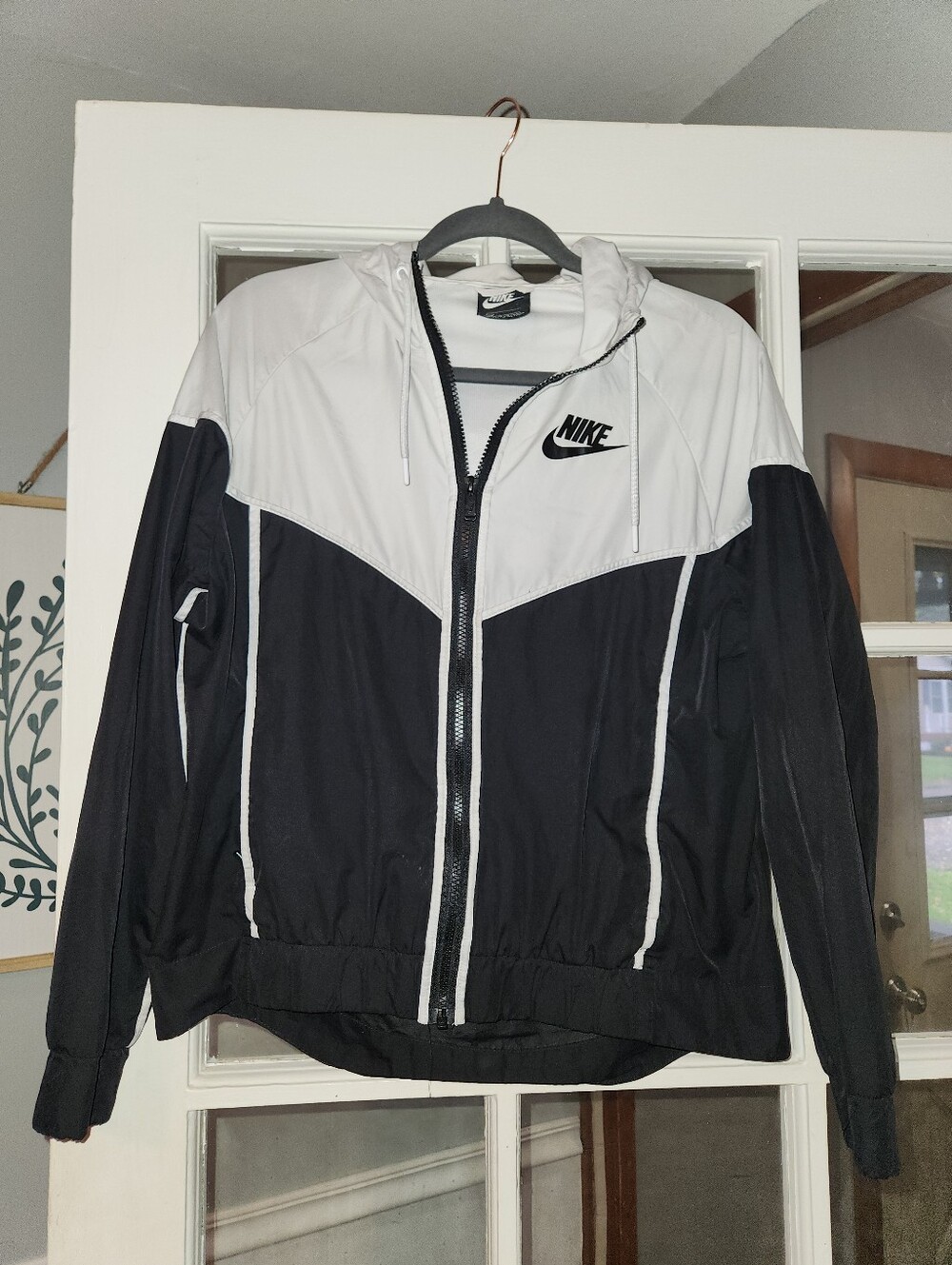 Nike Black and White Colorblock Bomber Windbreaker Jacket